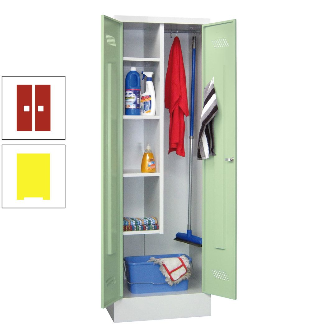 Putzschrank mit Sockel - 1 Abteil mit Trennwand - 1.850x600x500 mm (HxBxT) - Drehriegel - anthrazitgrau