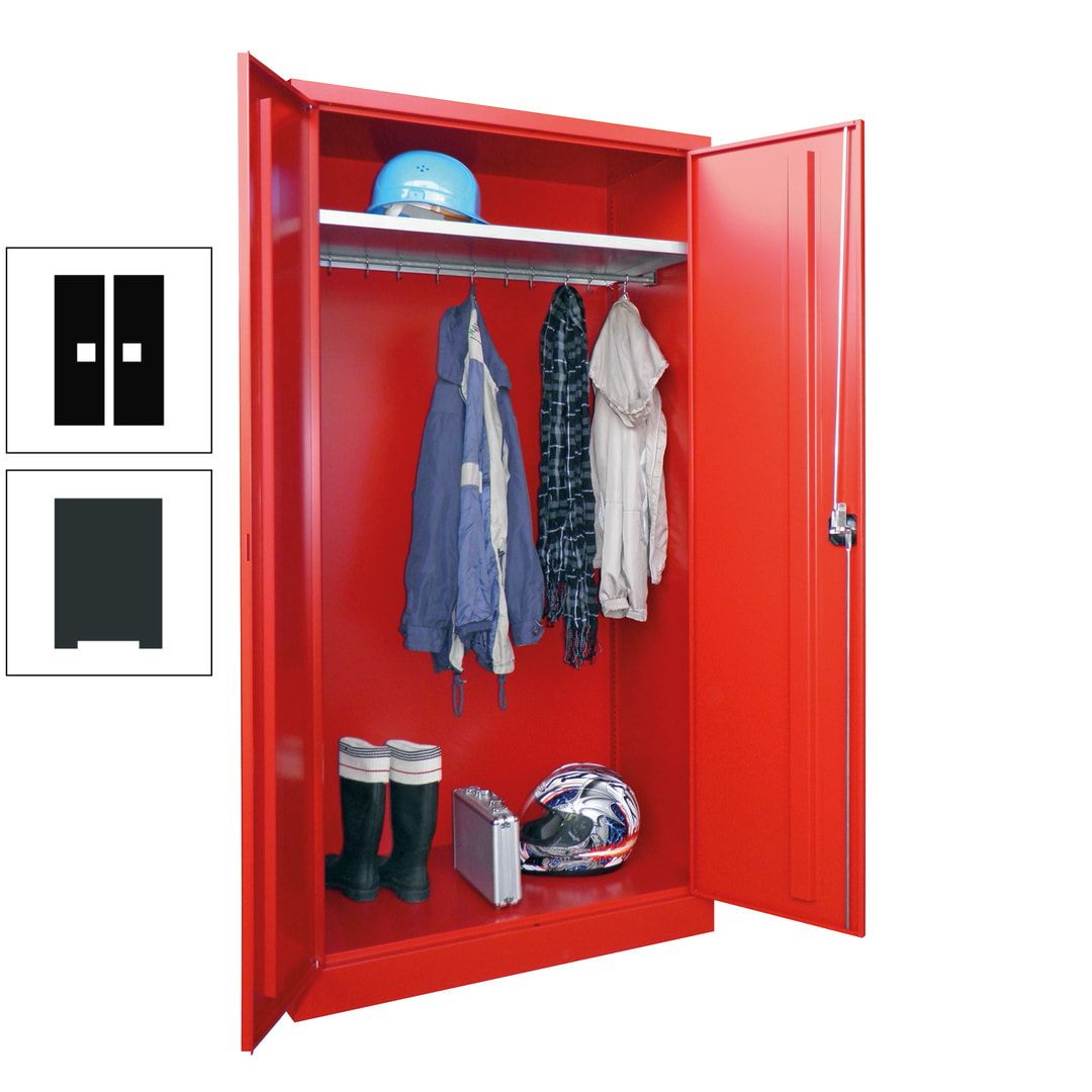 Garderobenschrank - 1.950x1.000x500 mm (HxBxT) - Hutboden, pulverbeschichtet - anthrazitgrau