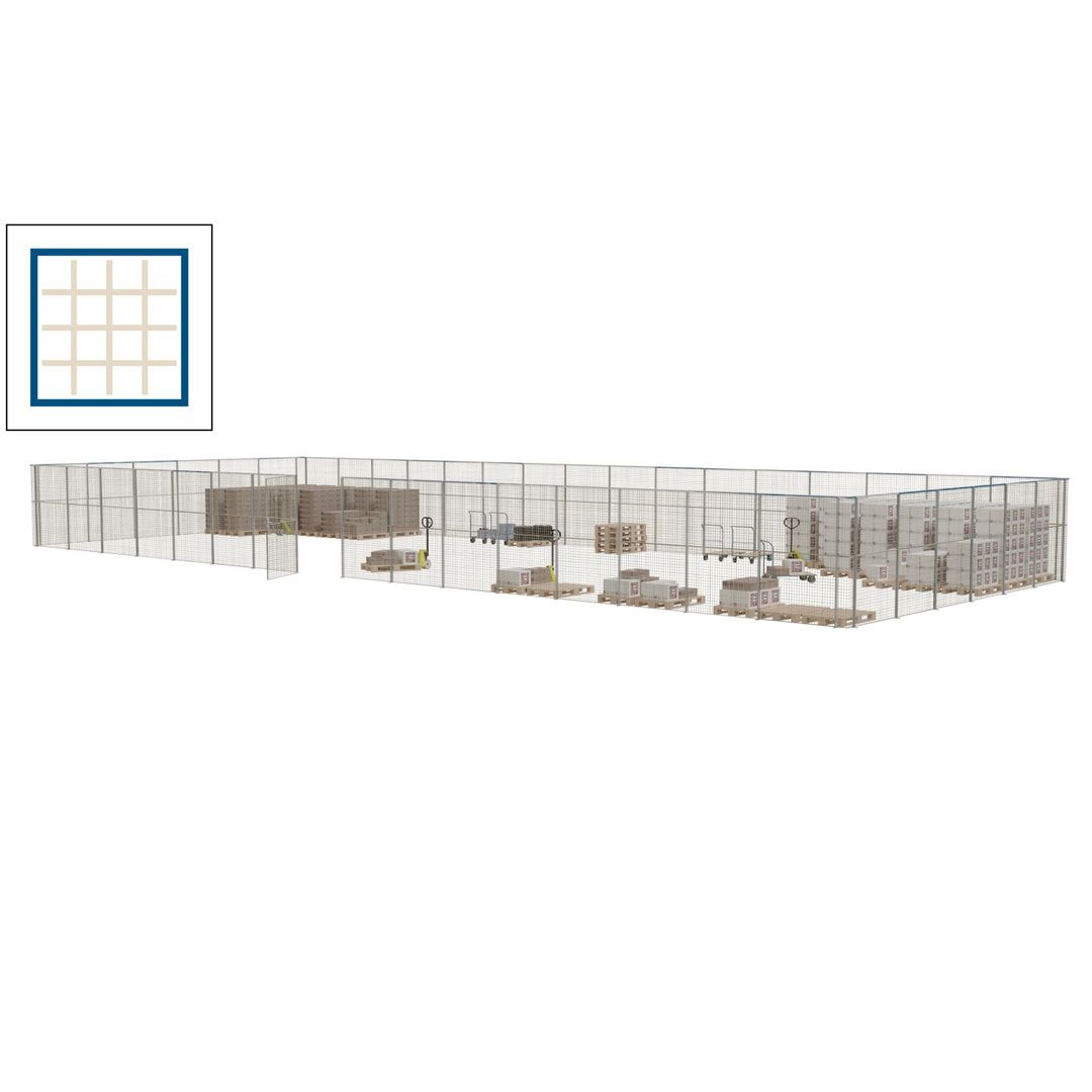 Maschinen Schutzgitter - Hallentrennwand - Sicherheitszaun - Tür - 66 m - 2.200 x 24.400 x 9.400 mm (HxBxT) - enzianblau
