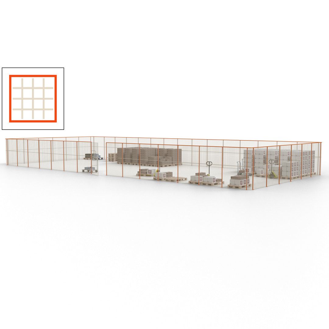 Maschinen Schutzgitter - Hallentrennwand - Sicherheitszaun - Tür - 63 m - 2.200 x 22.900 x 9.400 mm (HxBxT) - enzianblau