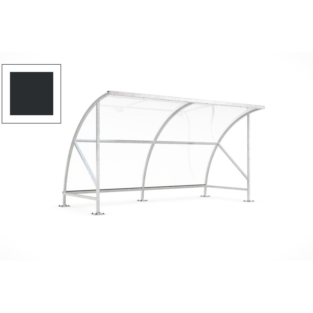 Fahrradunterstand - Fahrradgarage mit Bogendach - Stahl und Kunststoff - 2.290 x 4.130 x 2.100 mm (HxBxT) - Farbe Achatgrau