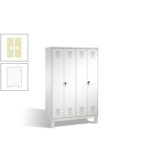 Doppel-Spind, Doppeltüren, Garderobenschrank mit Füßen, 4 Abteile a 300 mm, Korpus anthrazitgrau, Tür anthrazitgrau, 1.850 x 1.200 x 500 mm (HxBxT)