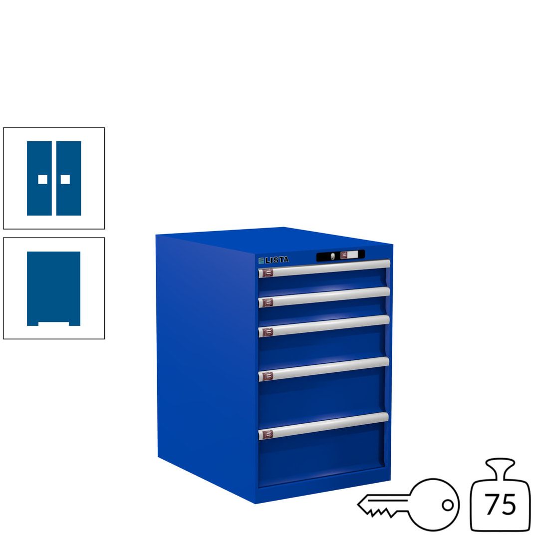 Lista Schubladenschrank - 14.399.010 - 850x564x725 mm (HxBxT) - 5 Schubladen - 75 kg - Key Lock - lichtblau (RAL 5012)
