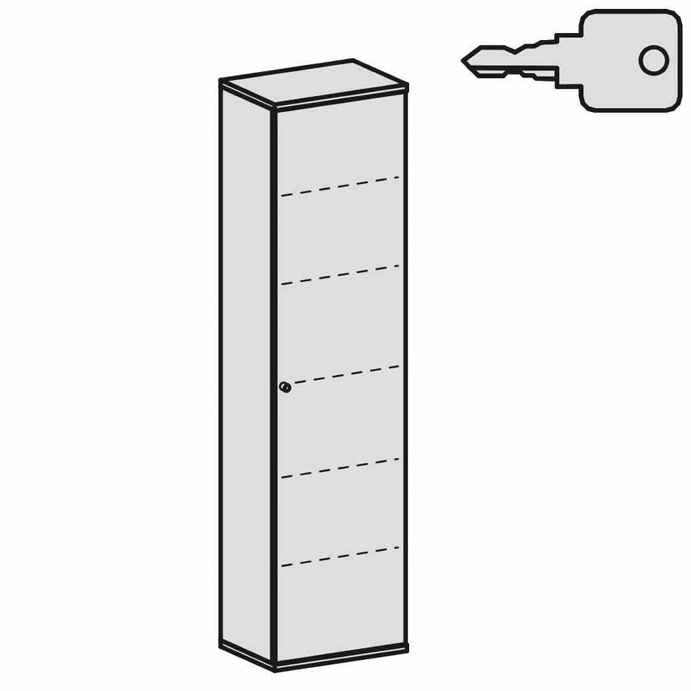 Flügeltürenschrank, Holztüren, Schloss links, 6 Ordnerhöhen, 5 Einlegeböden, 2.304 x 600 x 425 mm (HxBxT), Frontfarbe Ahorn, Korpusfarbe Ahorn