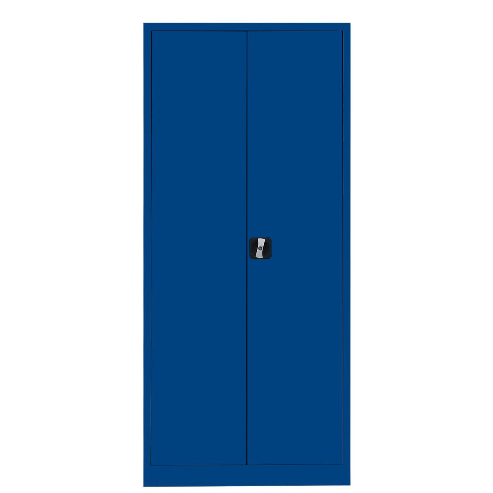 Aktenschrank, Büroschrank, abschließbar, Flügeltüren, 4 Fachböden, 1.800 x 800 x 383 mm (HxBxT), Stahl, Korpus und Türen in enzianblau