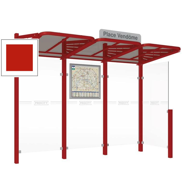 Buswartehalle - Unterstand - modular - Fahrplankasten - Haltestellenschild - Seitenwand rechts - 2.200 x 3.000 x 1.500 mm (HxBxT) - enzianblau