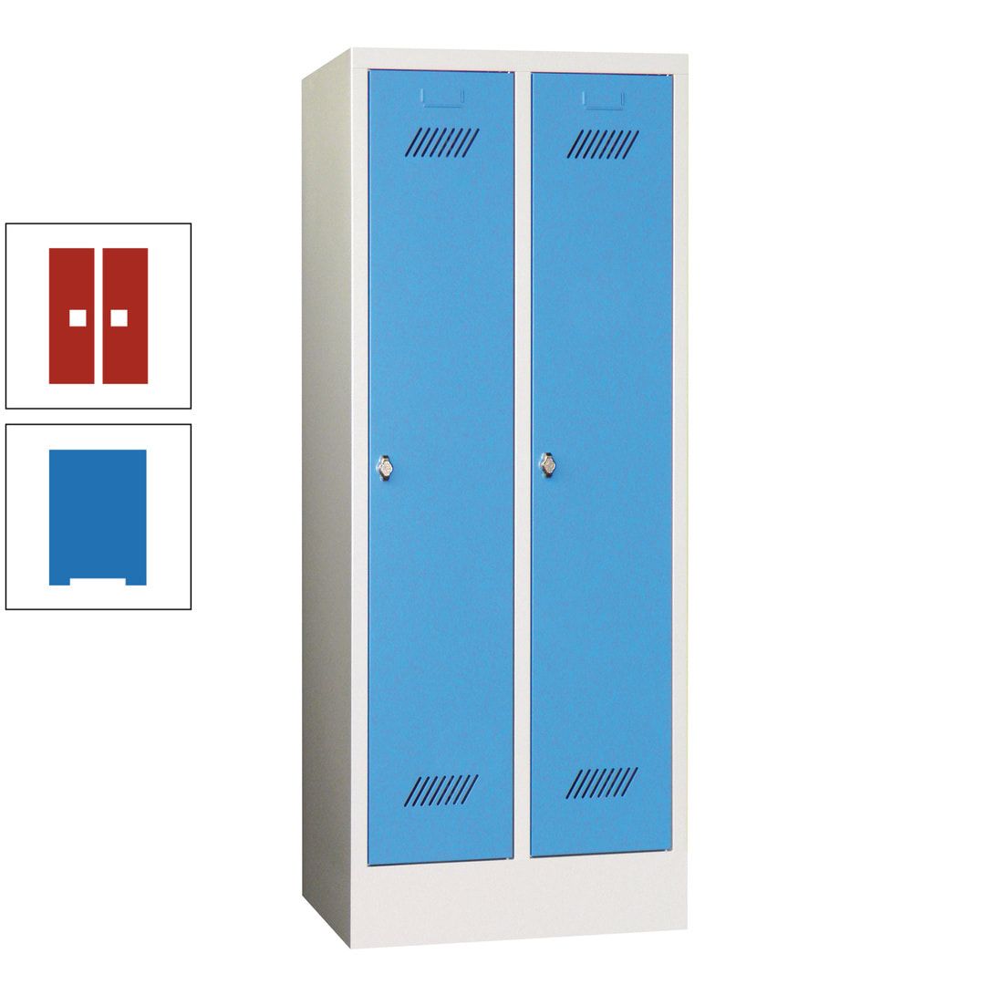 Spindschrank f. Schulen - mit Sockel - Höhe 1.600 mm - 2 Abteile a 300 mm - Drehriegel - anthrazitgrau
