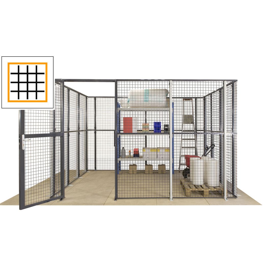 Maschinen Schutzgitter - Hallentrennwand - Sicherheitszaun - Tür - 72 m - 2.200 x 21.400 x 15.400 mm (HxBxT) - enzianblau
