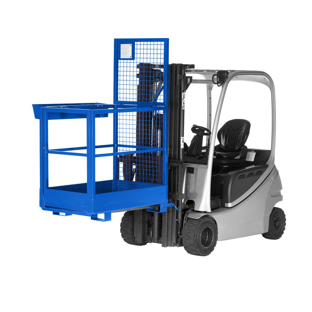 Arbeitskorb für Gabelstapler - Arbeitsbühne - Montagebühne - Staplerkorb - Traglast 300 kg - 1.910 x 800 x 1.200 mm - enzianblau