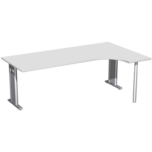 Eckschreibtisch, Ecke rechts, Füße einseitig verkürzt, C-Fuß Pro, 720 x 1.600 x 1.200 mm (HxBxT), Gestell silber, Dekor Ahorn