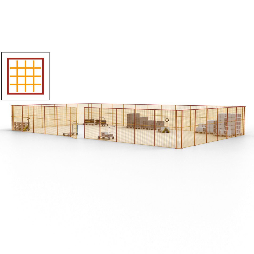 Maschinen Schutzgitter - Hallentrennwand - Sicherheitszaun - Tür - 51 m - 2.200 x 16.900 x 9.400 mm (HxBxT) - enzianblau