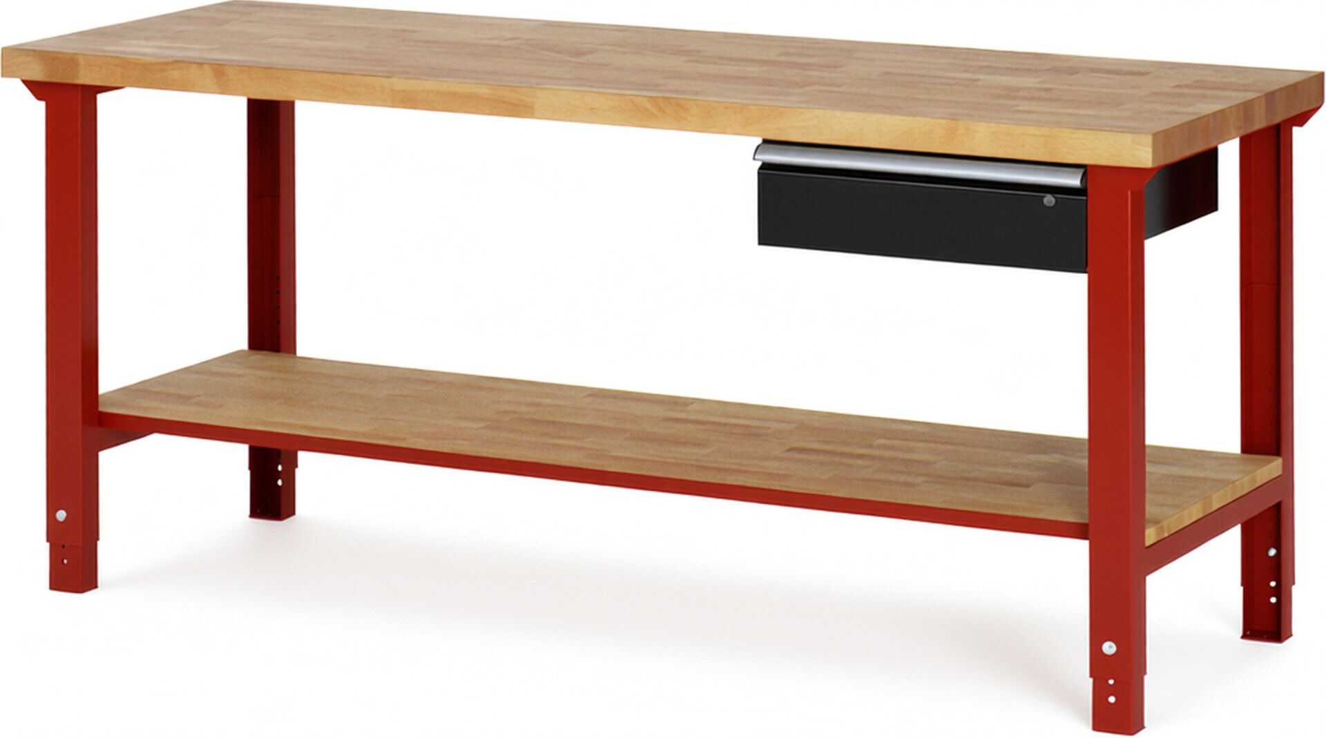 Werkbank mit Ablage - 1 Schublade - 150:1 - höhenverstellbar 790 - 1.140 mm - 2.000 x 700 mm (BxT) - 750 kg - Buche - Anthrazitgrau