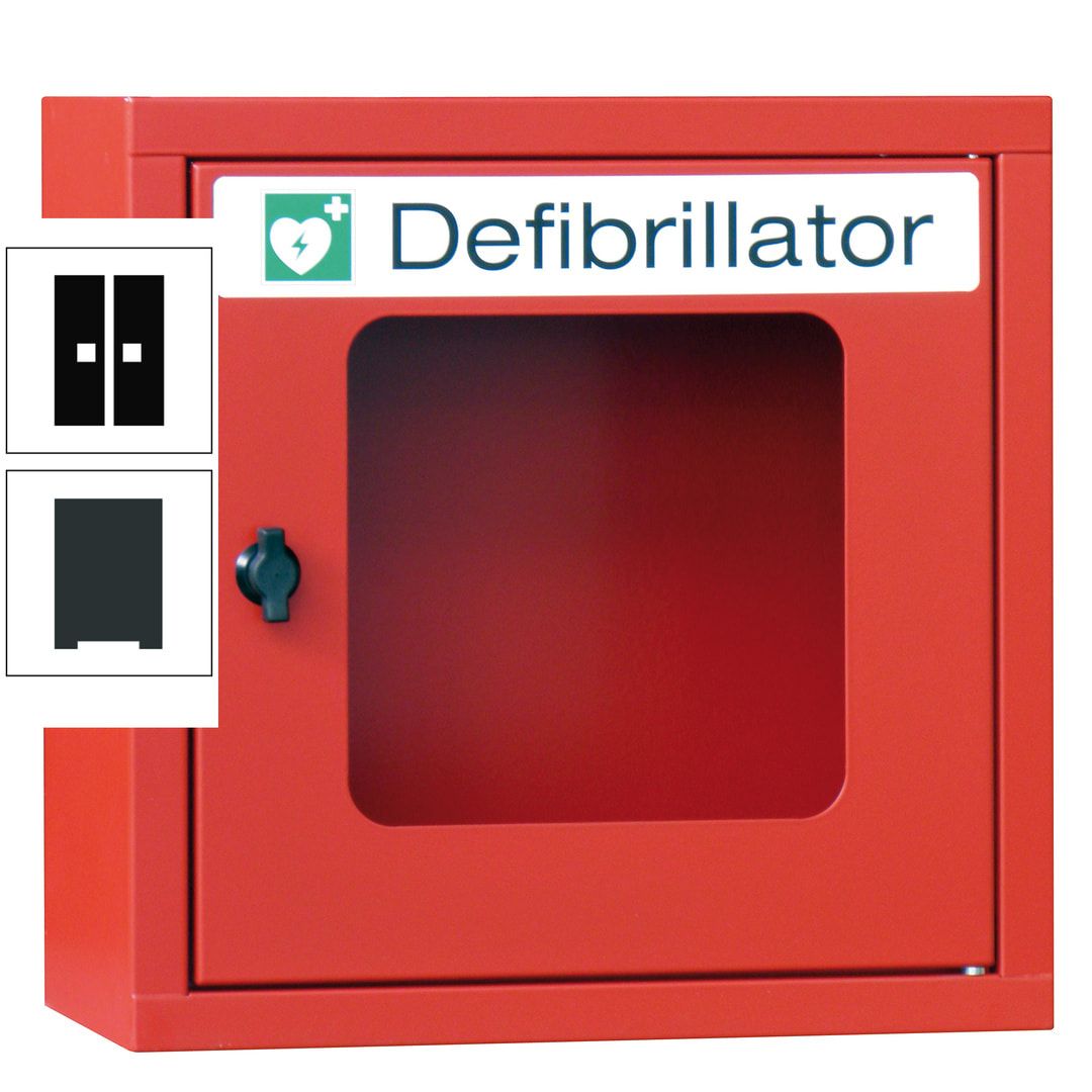 Defibrillatorenschrank - 400 x 400 x 200 mm (HxBxT) - Sichtfenster - anthrazitgrau