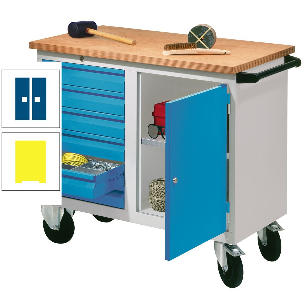 Mobile Werkbank - Werkstattwagen - 915 x 1.090 x 600 mm - 6 Schubladen und Schrankfach - anthrazitgrau