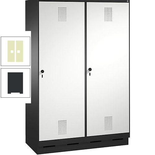Doppel-Spind, Garderobenschrank, 2 Türen für 4 Abteile a 300 mm, Korpus anthrazitgrau, Türen anthrazitgrau, 1.800 x 1.200 x 500 mm (HxBxT)