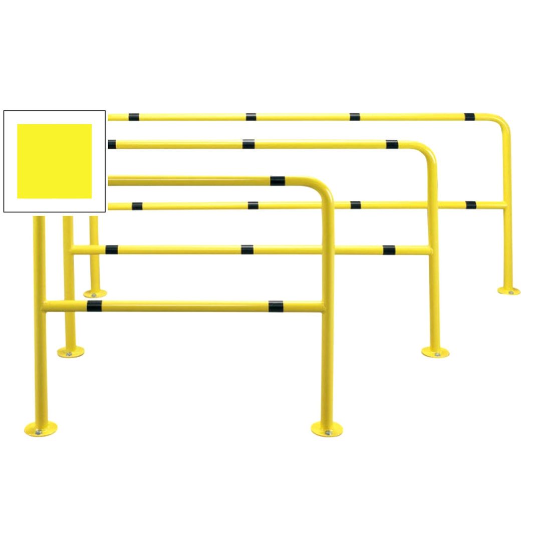Rammschutz-Bügel für den Außenbereich, Rammschutzgeländer Stahl, 1.000 x 1.000 mm (HxB), Durchmesser 42 mm, feuerverzinkt, Pulverbeschichtung zinkgelb