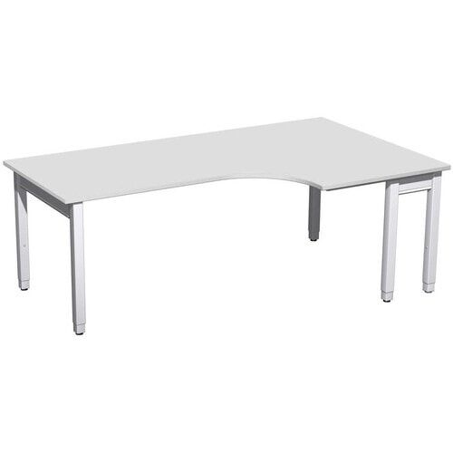 Eckschreibtisch, Eckteil 800 mm, rechts, einseitig verkürzt, 4-Fuß Quadrat Pro, höhenverstellbar, 680-800 x 1.600 x 1.200 mm (HxBxT), Dekor Ahorn