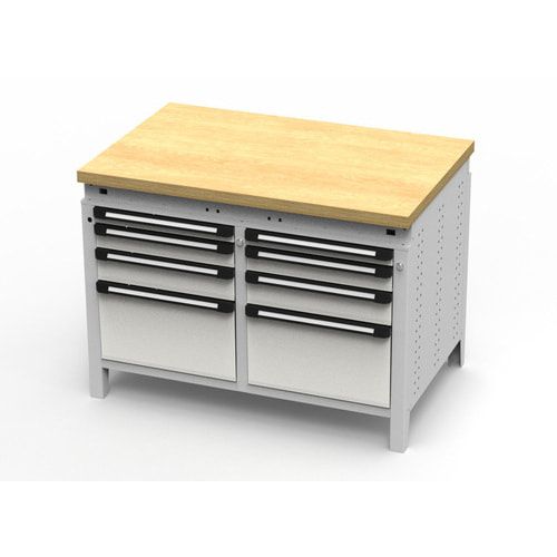 OTTOKIND Werkbank - bündige Arbeitsplatte - 850 x 1.150 x 750 mm (HxBxT) - 8 Schubladen - lichtgrau