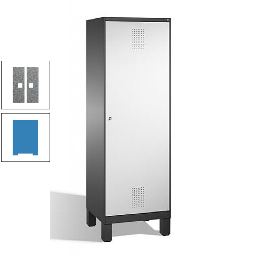 Doppel-Spind, Garderobenschrank, 1 Tür für 2 Abteile a 300 mm, Korpus anthrazitgrau, Türen anthrazitgrau, 1.850 x 600 x 500 mm (HxBxT)