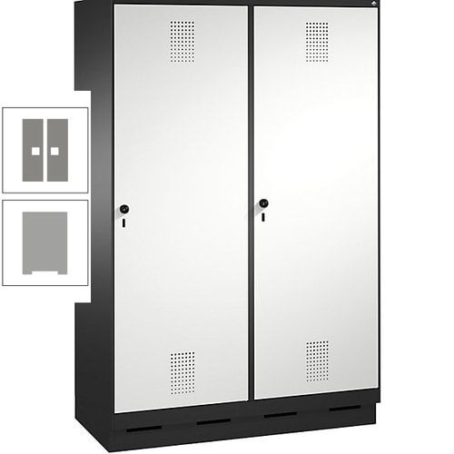 Doppel-Spind, Garderobenschrank, 2 Türen für 4 Abteile a 300 mm, Korpus anthrazitgrau, Türen anthrazitgrau, 1.800 x 1.200 x 500 mm (HxBxT)