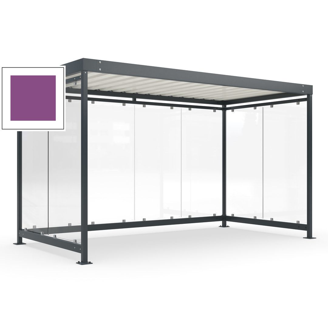 Fahrradunterstand, Fahrgastunterstand, Bushaltestelle, Bausatz, 12-13 Personen, 2.510 x 4.195 x 2.165 mm (HxBxT), 8 Wände, Achatgrau