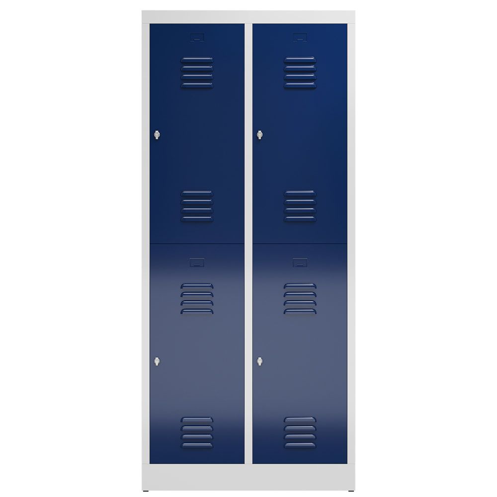 Garderobenschrank, Doppelstockspind, 2 Abteil, 4 Fächer, 1.800 x 800 x 500 mm (HxBxT), Drehriegel, Stahl, Korpus: lichtgrau, Front: anthrazitgrau