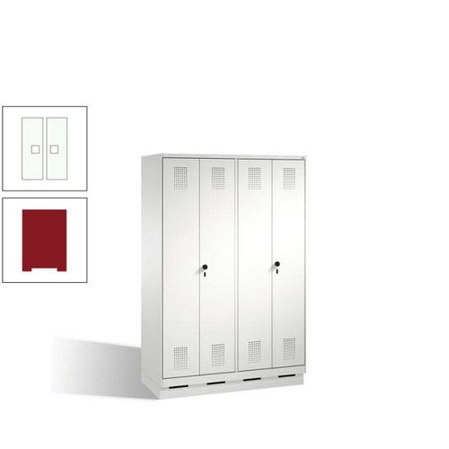 Doppel-Spind, Doppeltüren, Garderobenschrank mit Sockel, 4 Abteile a 300 mm, Korpus anthrazitgrau, Tür anthrazitgrau, 1.800 x 1.200 x 500 mm (HxBxT)