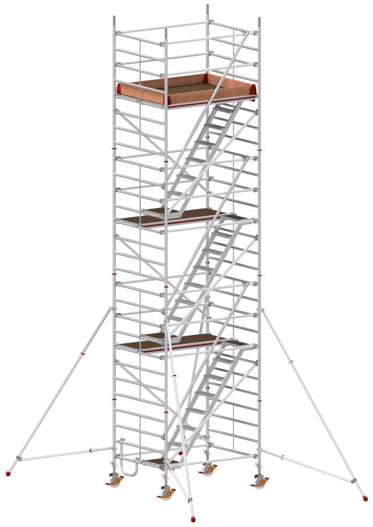 Treppen-Fahrgerüst mit Ausleger und großer Arbeitsbühne - 11.640 x 2.950 x 1.500 mm (HxBxT) - Hymer