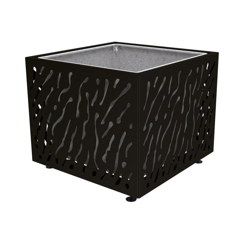 Pflanzbehälter, Stahlblech fvz, einfarbig, innen feuerverzinkt mit Verladungsgriffen, verstellbare Füße, 870 x 990 x 990 mm (HxBxT), enzianblau