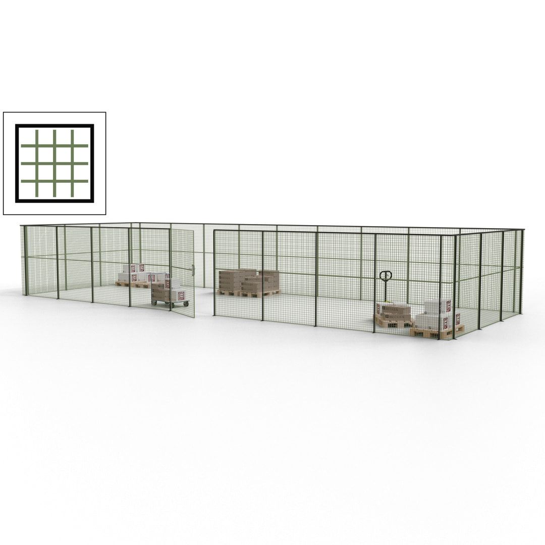 Maschinen Schutzgitter - Hallentrennwand - Sicherheitszaun - Tür - 36 m - 2.200 x 13.900 x 4.900 mm (HxBxT) - enzianblau