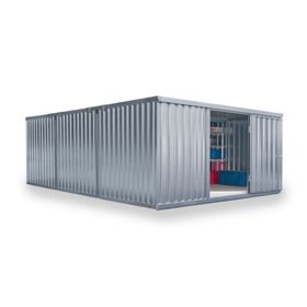 Container vormontiert, Lagercontainer, Schnellbaucontainer, Materialcontainer, Baucontainer, 2.150 x 4.050 x 6.520 mm (HxBxT), Holzfußboden