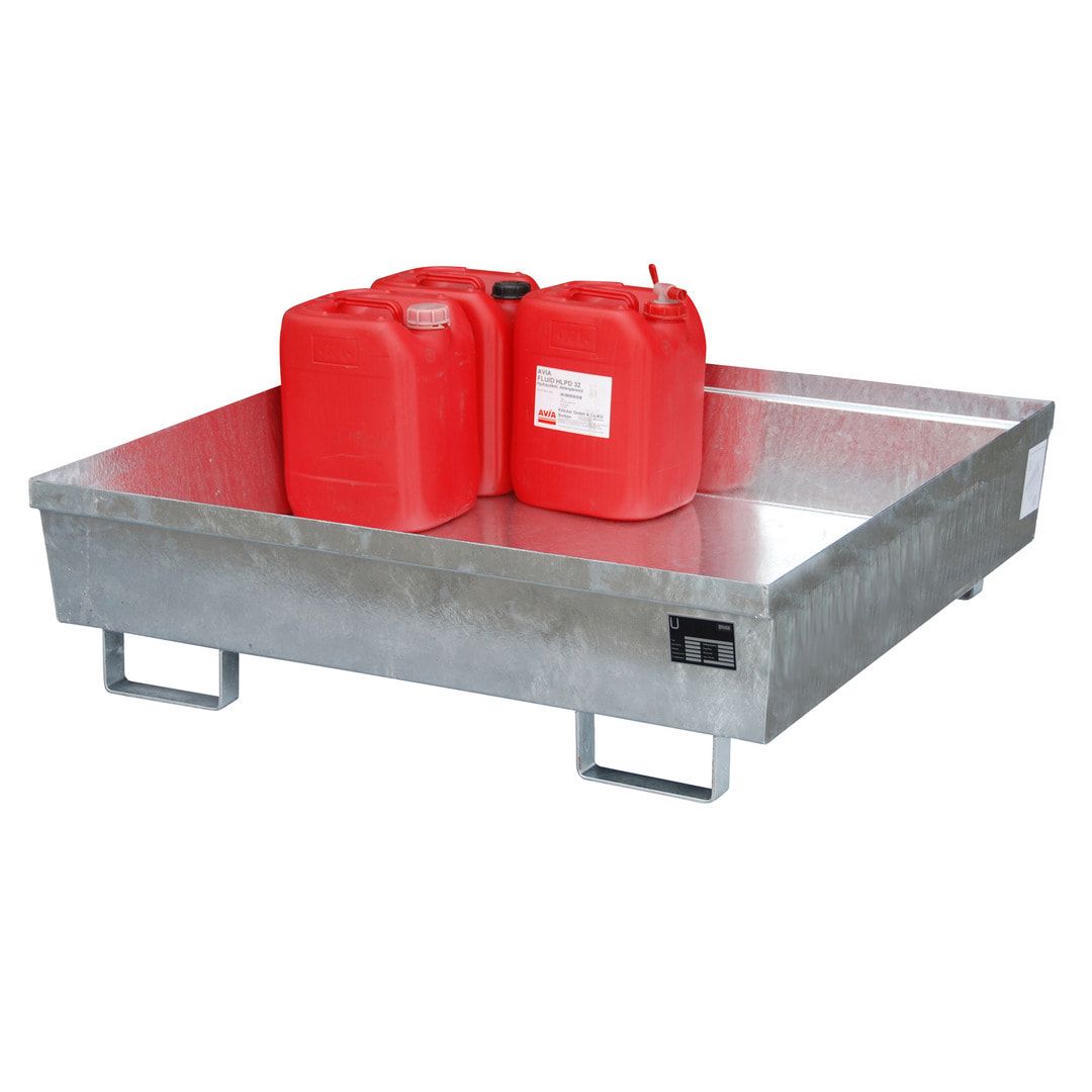 Ineinander stapelbare Auffangwanne - Stahl - 280 l Volumen - Breite 1.200 mm - feuerrot