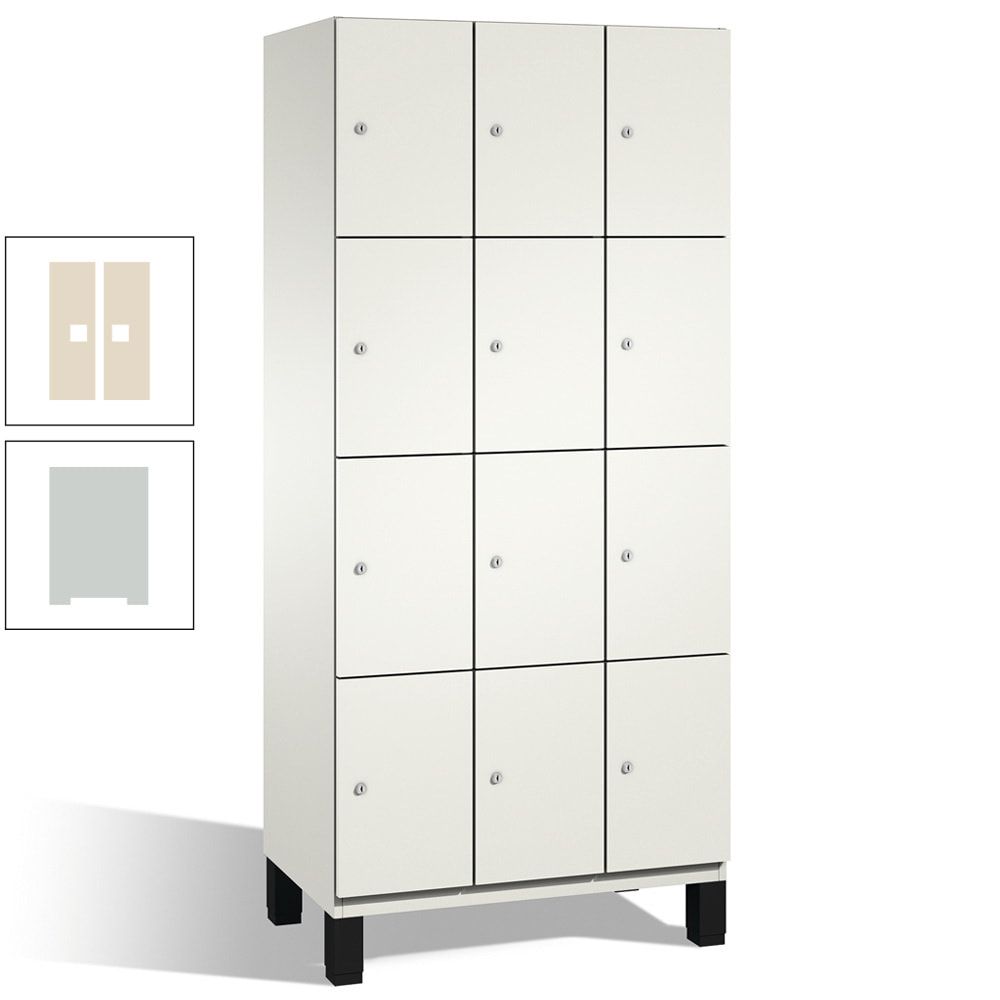 Fächerschrank, Stahlschrank, 12 Fächer, Türöffnungsbegrenzer, mit Füßen, Korpus lichtgrau, Tür anthrazitgrau, 1.980 x 900 x 525 mm (HxBxT)