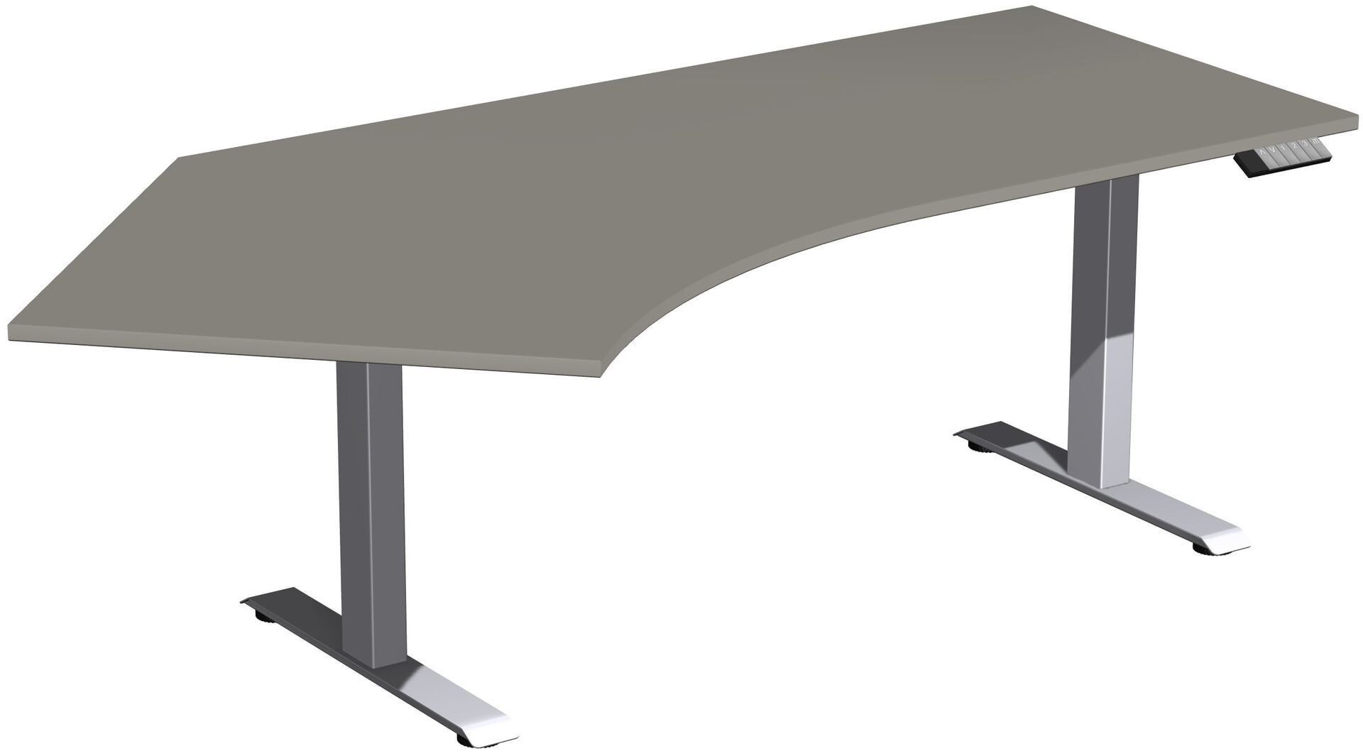 Winkelschreibtisch, Winkel links, Elevate Basic, elektronisch höhenverstellbar, 730 - 1.230 x 2.166 x 1.130 mm (HxBxT), Gestell anthrazit, Dekor Ahorn