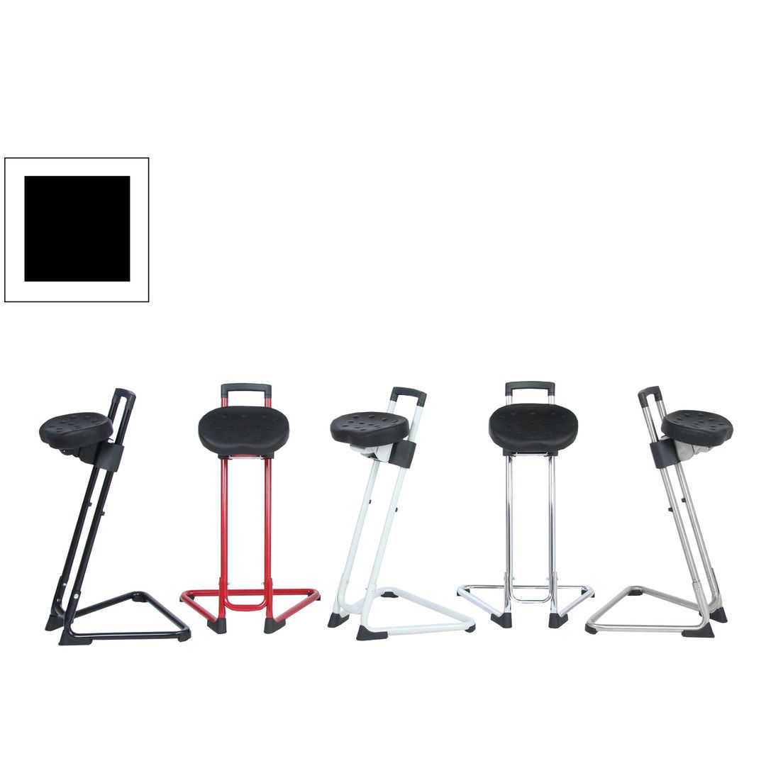 ESD Stehhilfe - antistatisch - Sitzhöhe 600 bis 850 mm - Sitz PU schwarz - Gestell Edelstahl