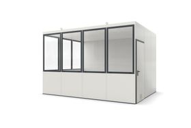 Bürocontainer, Aufsichtsstand, Meisterbüro, Lagerhallenbüro, mobil, für Innen, 4.090 x 3.045 mm (BxT), 12,45 qm, Fußboden wählbar
