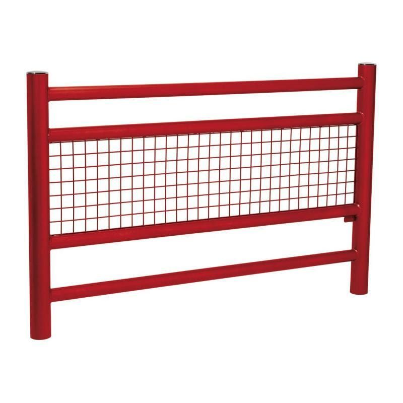 Geländer 2 Stahlrohre und Gitter - 1.000 x 1.572 mm - Pfosten mit Edelstahlkopf - Farbe enzianblau - Außengeländer Systemgeländer