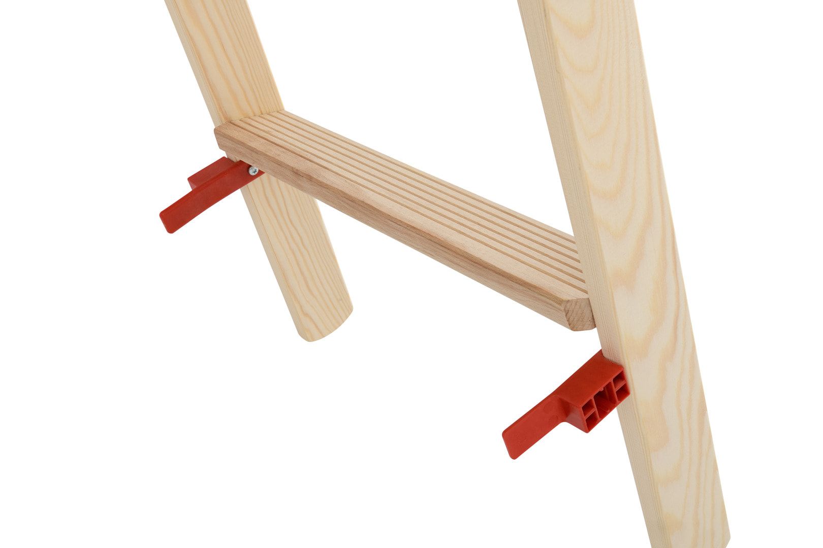 Holz-Stufenstehleiter, beidseitig begehbar, Textiltasche, Eimerhaken, Perlongurte, 1.240 x 473 mm (LxB), 2 x 4 Stufen, 8 kg, Stufentiefe 80 mm, Hymer