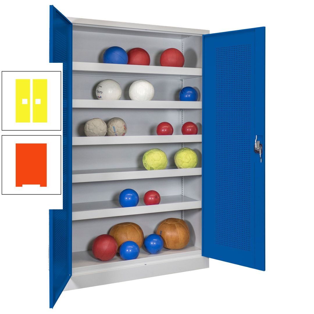Ballschrank - Lochfeldtüren - 5 Böden - 1.950x1.200x500 mm (HxBxT) - anthrazitgrau
