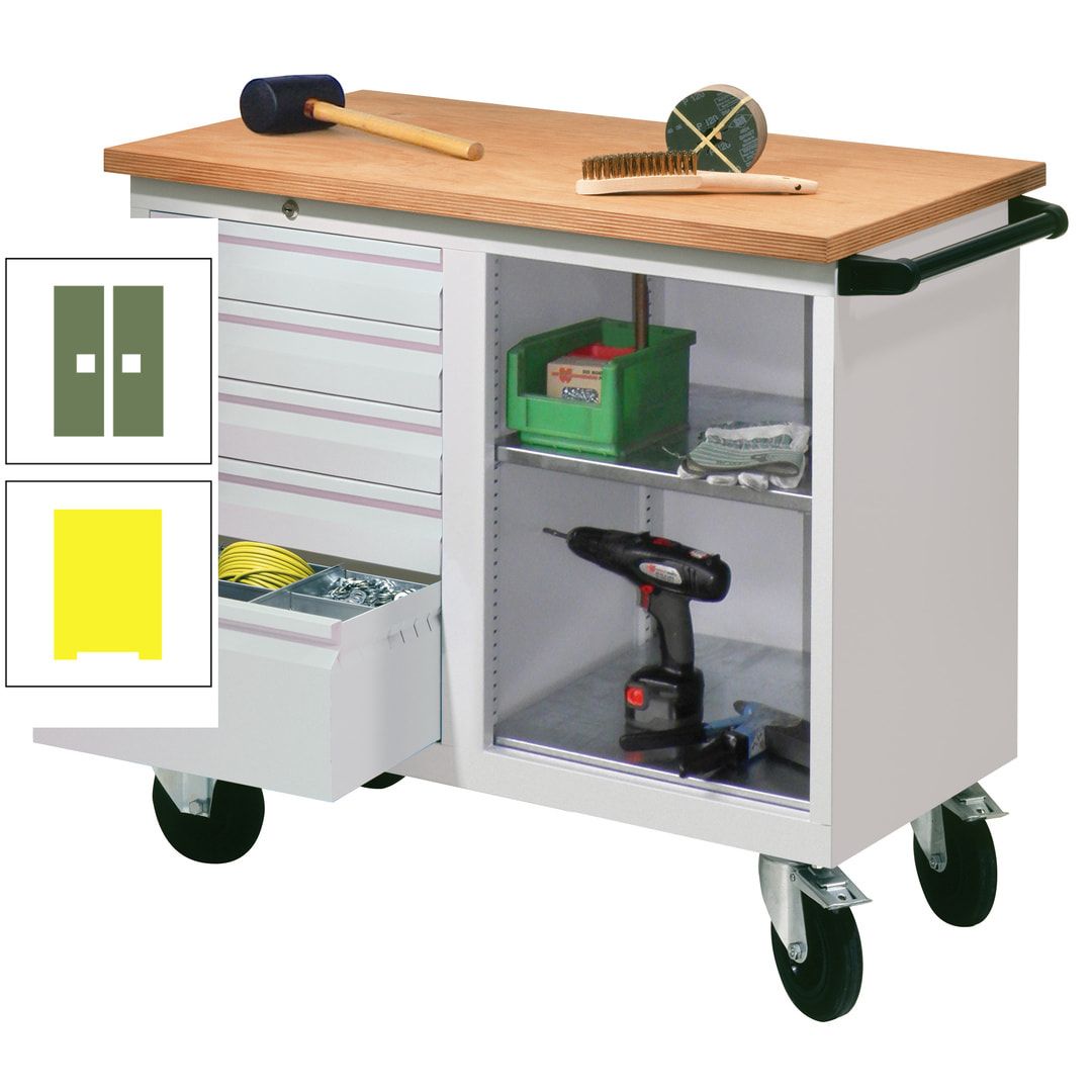 Mobile Werkbank - Werkstattwagen - 915 x 1.090 x 600 mm - 5 Schubladen und Ablagefach - anthrazitgrau