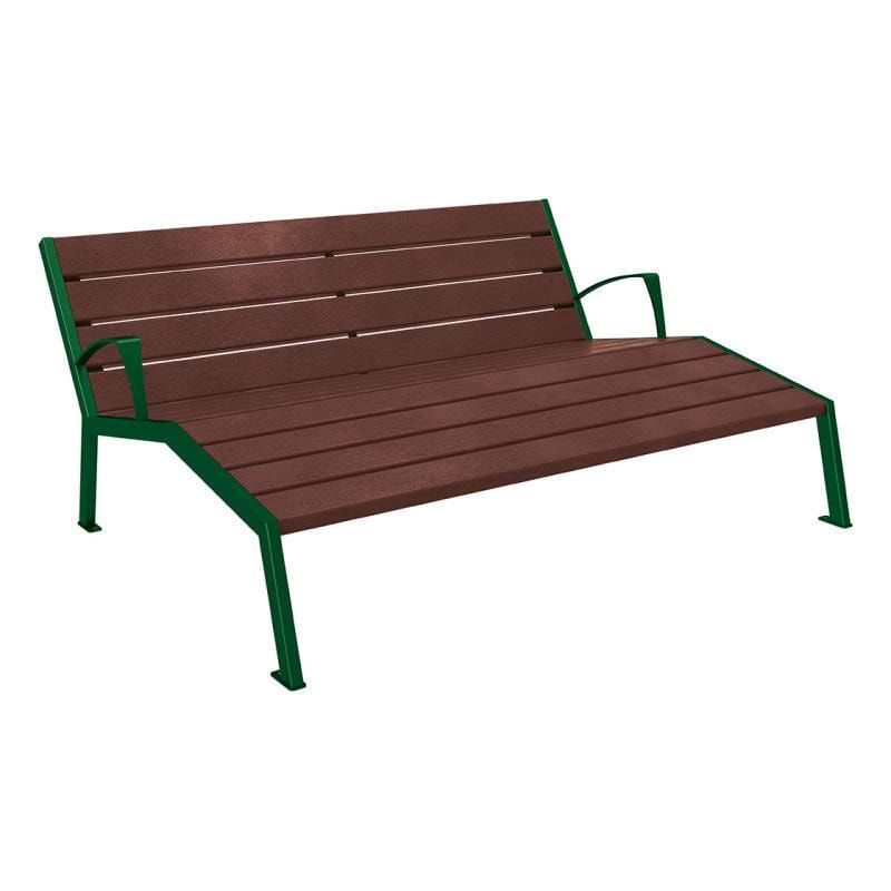 Liegestuhl aus Kunststoff und Stahlstreben - mit Armlehnen - 808 x 1.800 mm (HxB) - Farbe enzianblau - Parkbank - Gartenbank