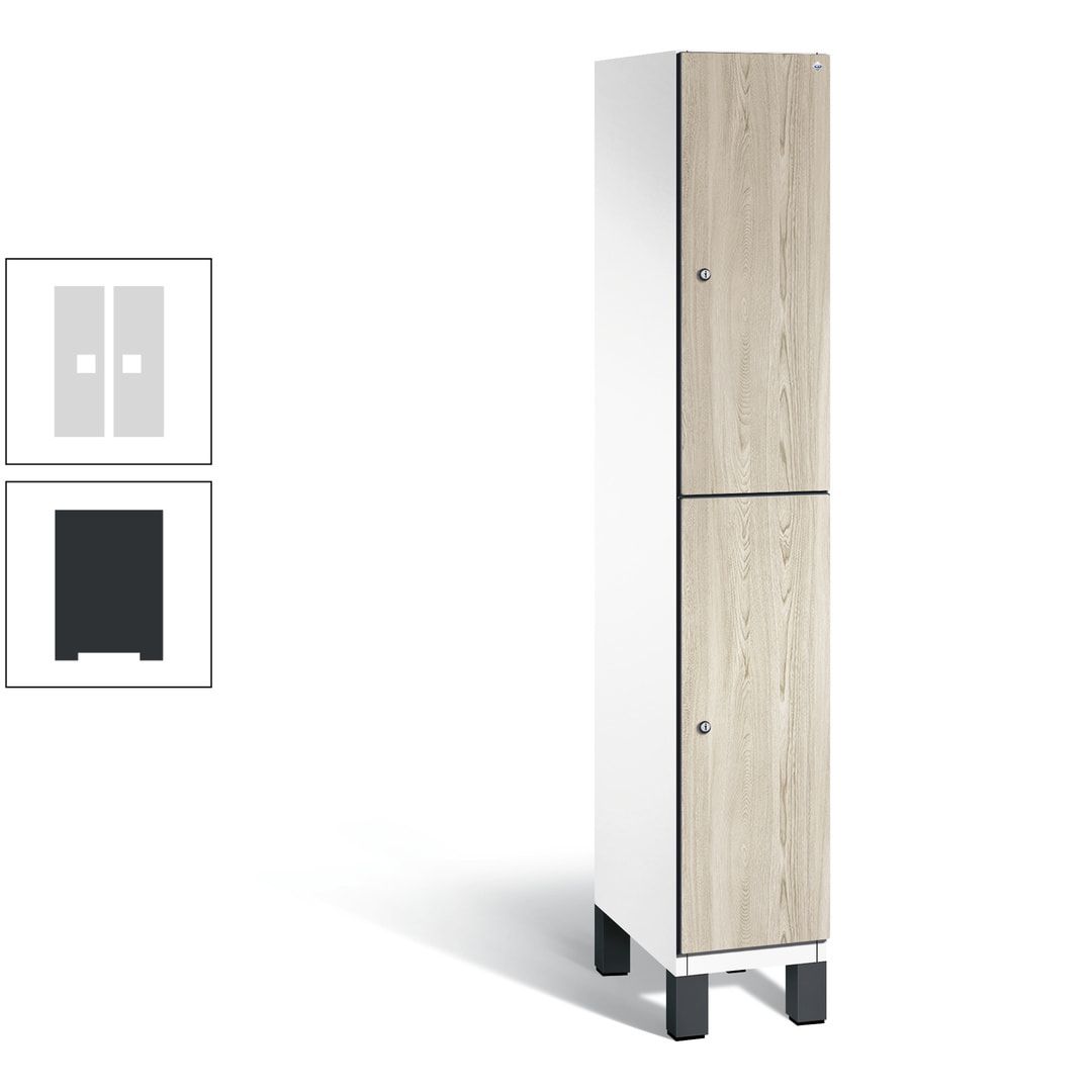 Fächerschrank, Garderobenschrank, mit Füßen, 1 Abteile, 1.980 x 300 x 525 mm (HxBxT), Korpus anthrazitgrau, Tür Donau-Ahorn