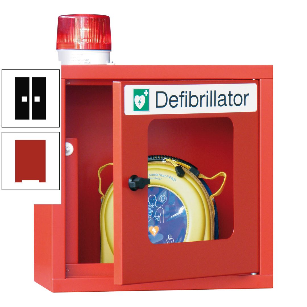 Defibrillatorenschrank mit akustischem und optischem Alarm - 490 x 400 x 200 mm (HxBxT) - Sichtfenster - anthrazitgrau