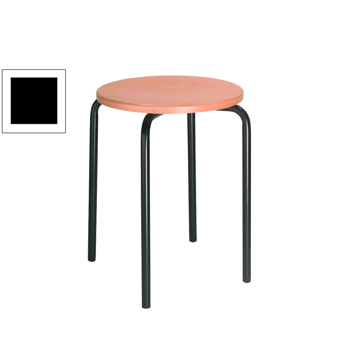 Hocker - Stapelhocker - Sitzhöhe 500 mm - Buche - Stahlrohrgestell lichtgrau
