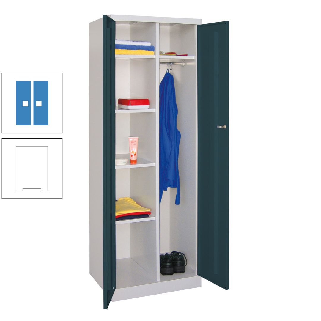 Kleiderschrank mit Sockel - Spind - 1 Abteil mit Trennwand - 1.800x600x500 mm (HxBxT) - Zylinderschloss - anthrazitgrau