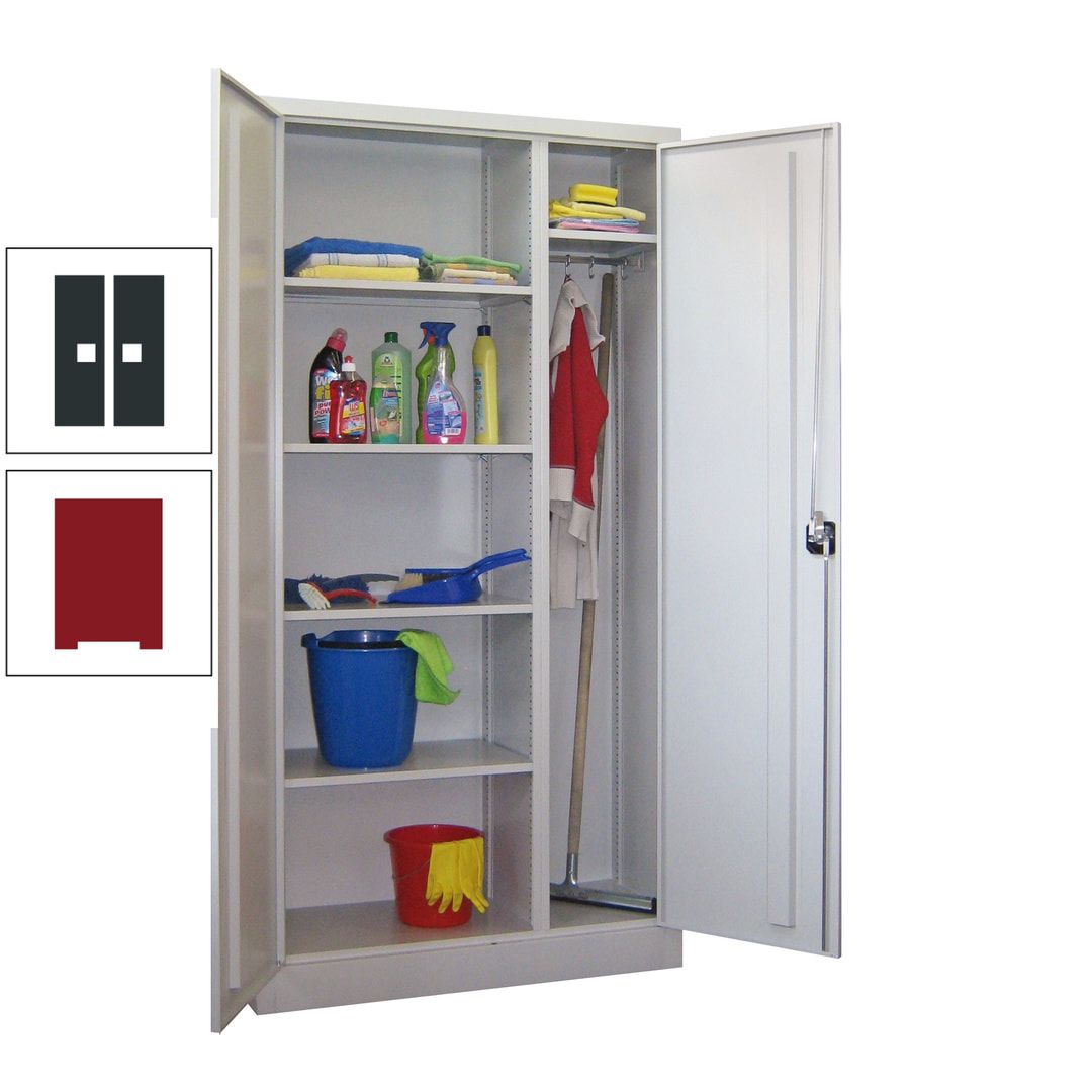 Putzschrank mit Trennwand - 1.950x1.000x400 mm (HxBxT) - Böden pulverbeschichtet - anthrazitgrau