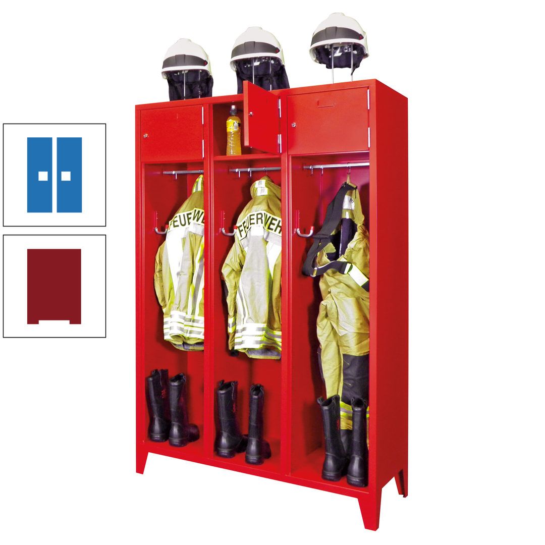 Feuerwehrschrank - 2 Abteile - Ablagefach mit Tür, Etikettenrahmen - 2.100 x 830 x 500 mm (HxBxT) - anthrazitgrau