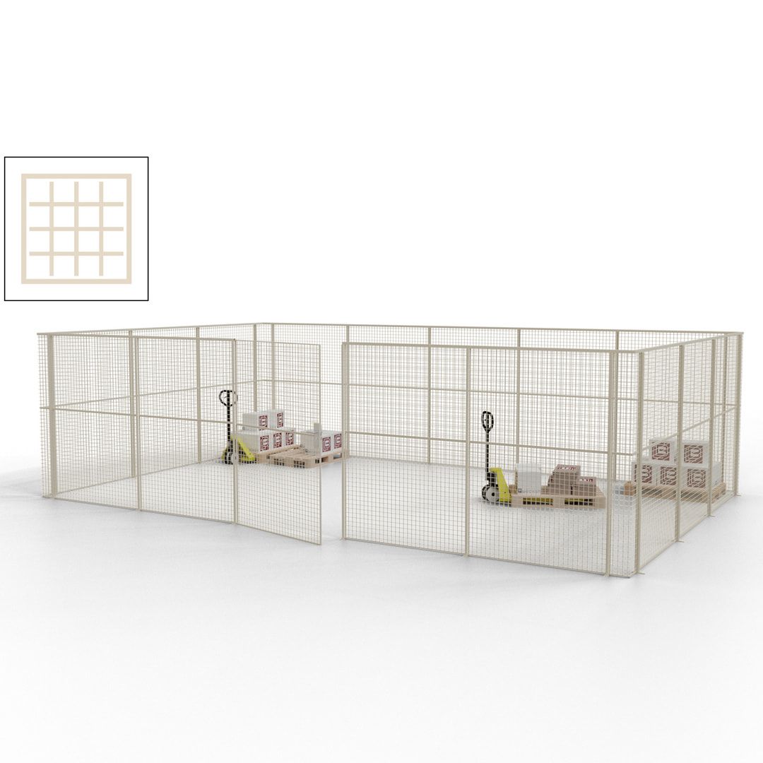Maschinen Schutzgitter - Hallentrennwand - Sicherheitszaun - Tür - 22 m - 2.200 x 7.900 x 4.900 mm (HxBxT) - enzianblau