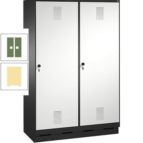 Doppel-Spind, Garderobenschrank, 2 Türen für 4 Abteile a 300 mm, Korpus anthrazitgrau, Türen anthrazitgrau, 1.800 x 1.200 x 500 mm (HxBxT)
