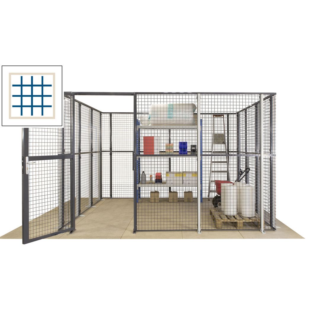 Maschinen Schutzgitter - Hallentrennwand - Sicherheitszaun - Tür - 72 m - 2.200 x 21.400 x 15.400 mm (HxBxT) - enzianblau